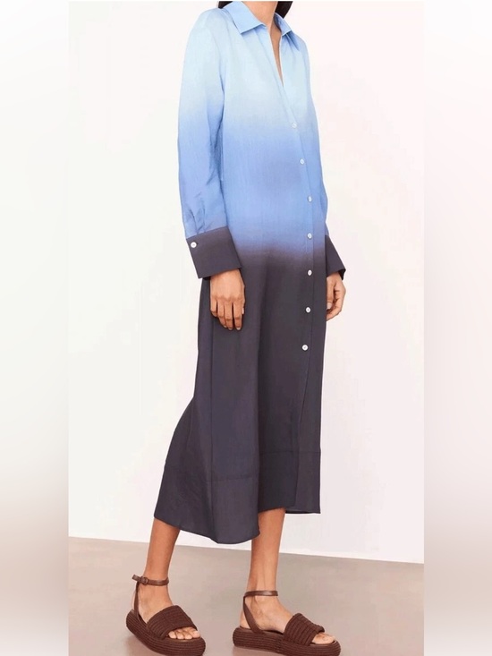 Vince Dresses & Skirts - Vince Ombre Blue to Black Maxi Shirt Dress Size XXS